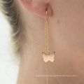 Long wild retro geometric earrings, temperament small butterfly pendant tassel earrings